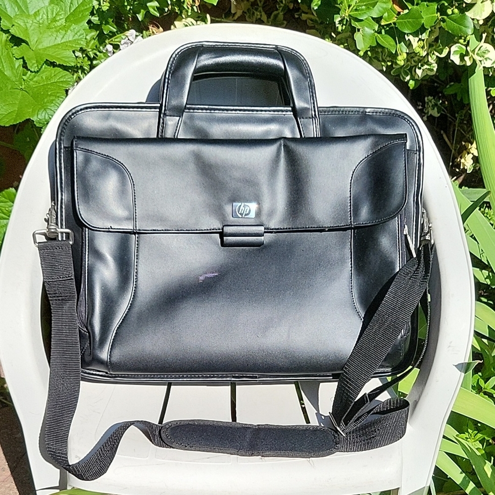 HP Black Faux-Leather Laptop/Travel Bag, 15" x 11"